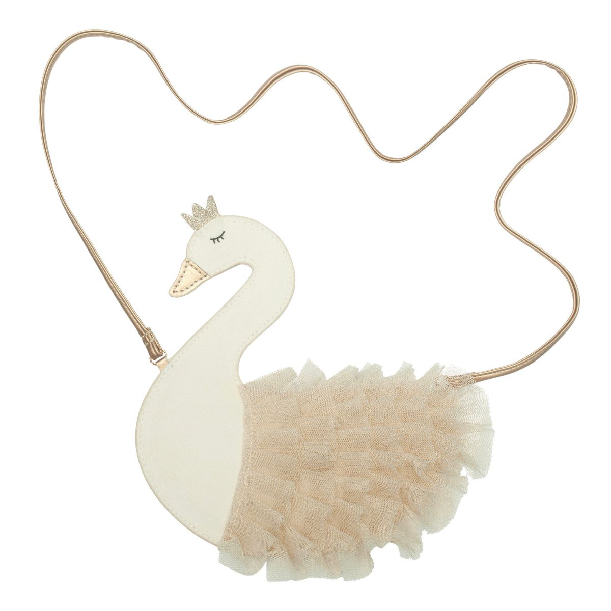 Perfect voor het meenemen van kleine spulletjes: swan tasje van Mimi & Lula. Gedetailleerd met een elegante zwaan en glinsterende accenten. Met ritssluiting en schouderketting . Geschikt vanaf 3 jaar. VanZus