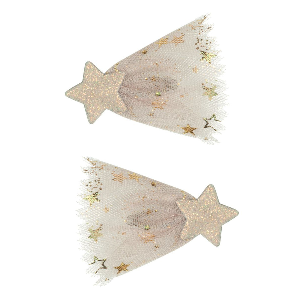 Houdt de haren van je kindje op een stijlvolle manier uit het gezicht met de tulle shooting star haarspeldjes van Mimi & Lula. Deze comfortabele en veilige haaraccessoires zijn ideaal voor elke gelegenheid. VanZus