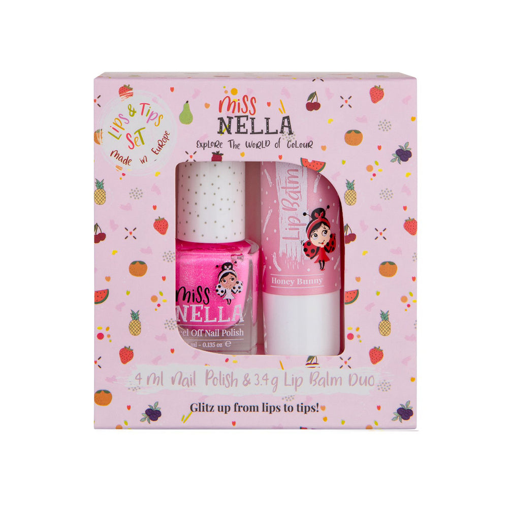 Miss Nella duo pack watermelon popsicle nagellak en lipbalm honey bunny is een echte musthave voor jonge fashionista's. Peel off en vrij van chemicaliën. Laat jouw kindje stralen met kleurrijke nagels en mooie lippen. VanZus