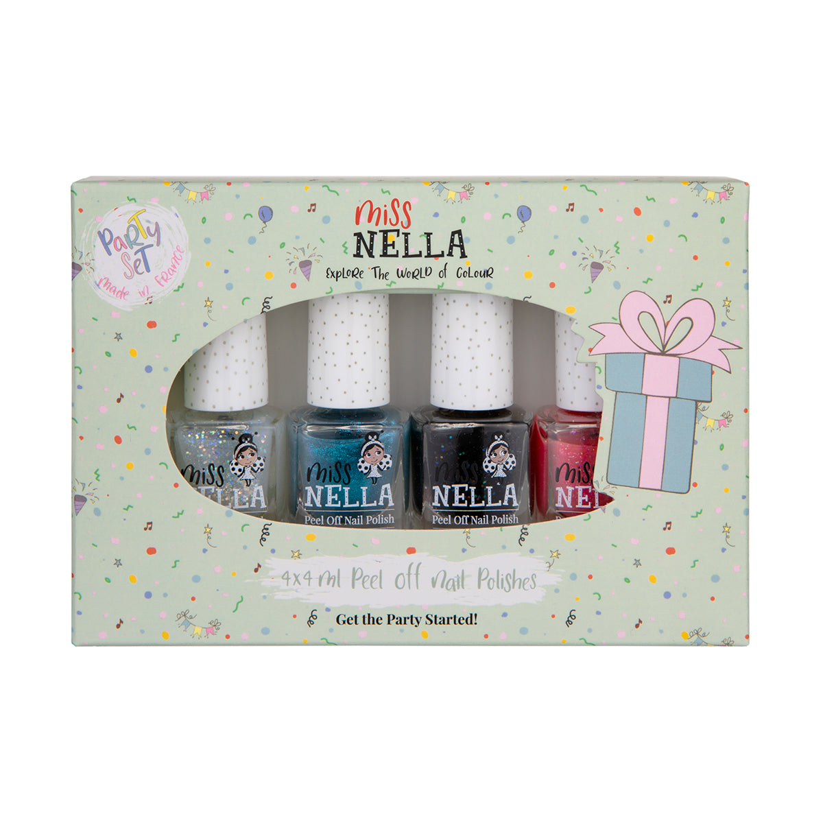 Laat de nageltjes van jouw kindje shinen met de nagellak dino 4-pack van het merk Miss Nella. De peel off nagellak is speciaal ontworpen voor kinderen en is vrij van chemicaliën. Kleuren: blauw, wit, roze en zwart. VanZus