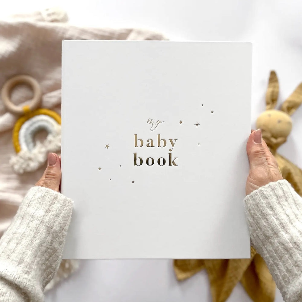 My baby book white with gold
