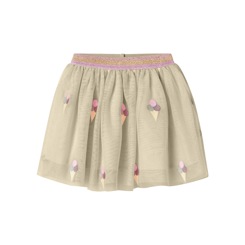 Laat je kleintje stralen met het jisene tule rokje in de kleur bleached sand van het merk Name It. Dit lieve rokje is gemaakt van meerdere lagen zachte tule en heeft een lichte, luchtige uitstraling. VanZus