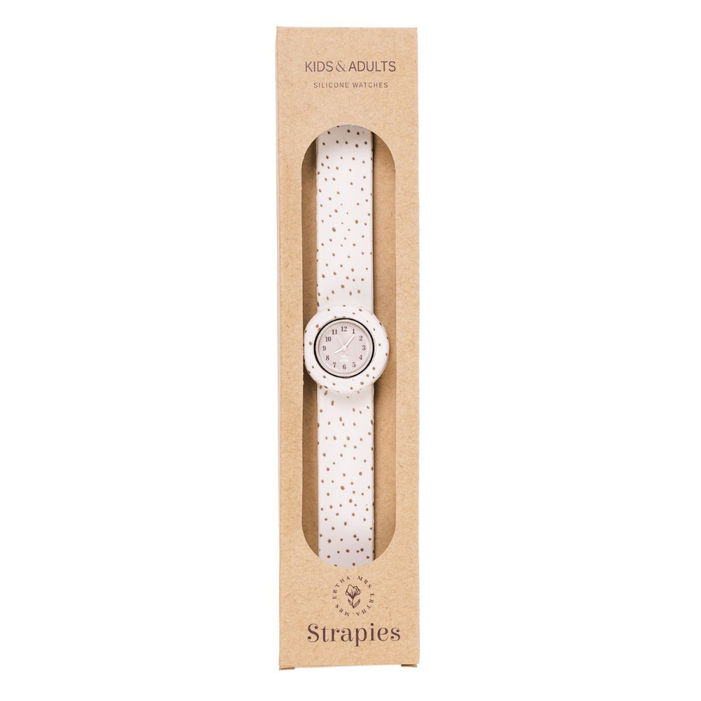 Het Mrs Ertha new strapies horloge unique dots is het ideale eerste horloge voor jouw kindje! Of misschien zelfs voor jou zelf? Dit horloge draagt lekker comfortabel en heeft prachtige, zachte kleuren. VanZus