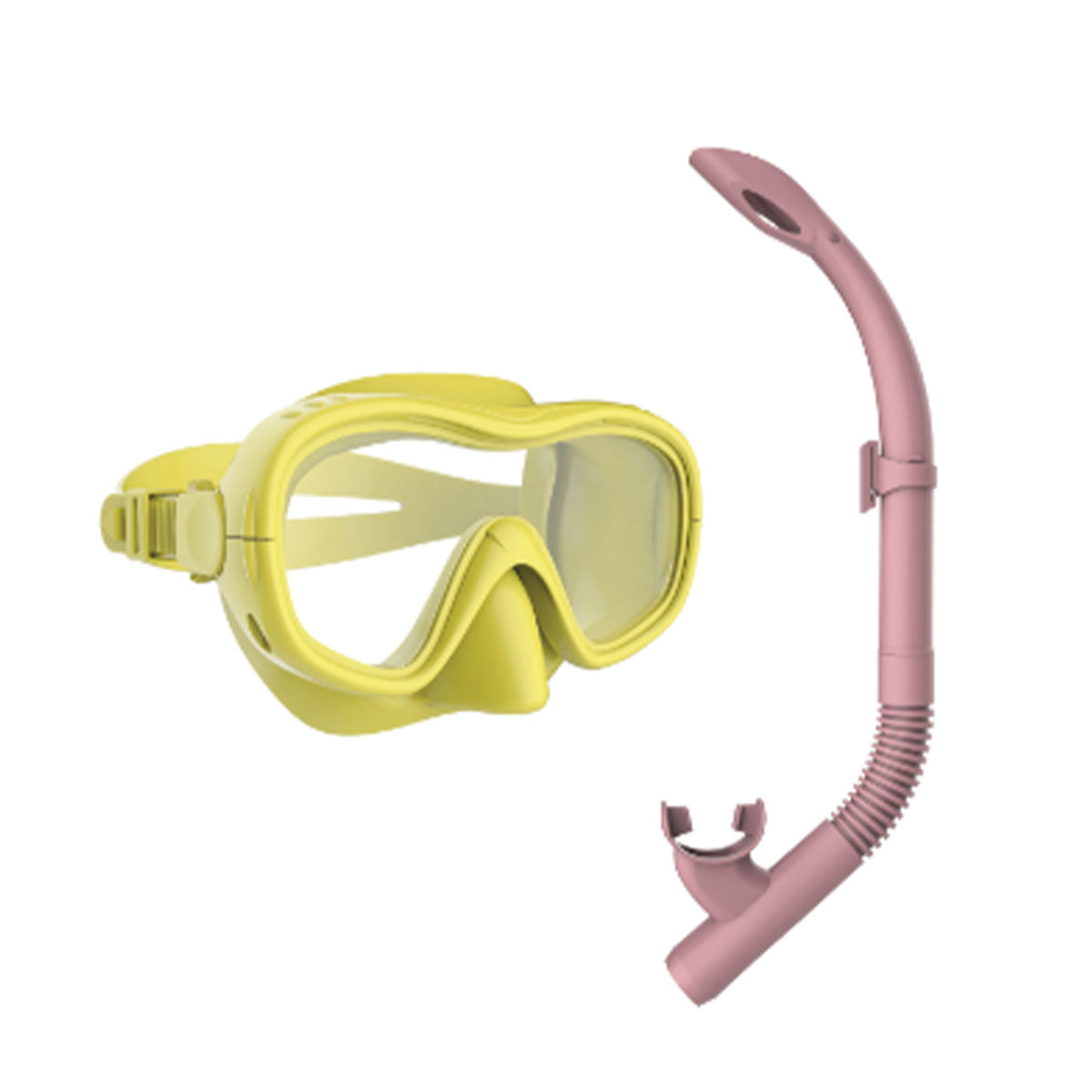 Met de Petites Pommes Ariel snorkelset adult citron/french rose kan je de hele onderwater wereld ontdekken. Dankzij deze snorkelset kan je lekker lang onder water zwemmen zonder last te krijgen van water. VanZus.