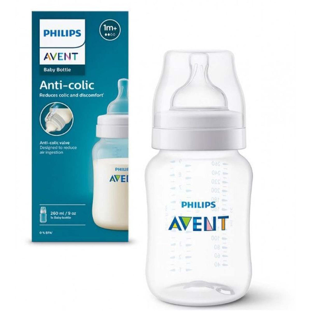 De Philips Avent babyfles anti-colic 260 ml met ingebouwd antikoliekventiel voorkomt dat er lucht in de maag van jouw baby terechtkomt. Inhoud: 260 ml. Vanaf 1 maand. Speen voor 1 maand (uitvloei 2 druppels). VanZus.
