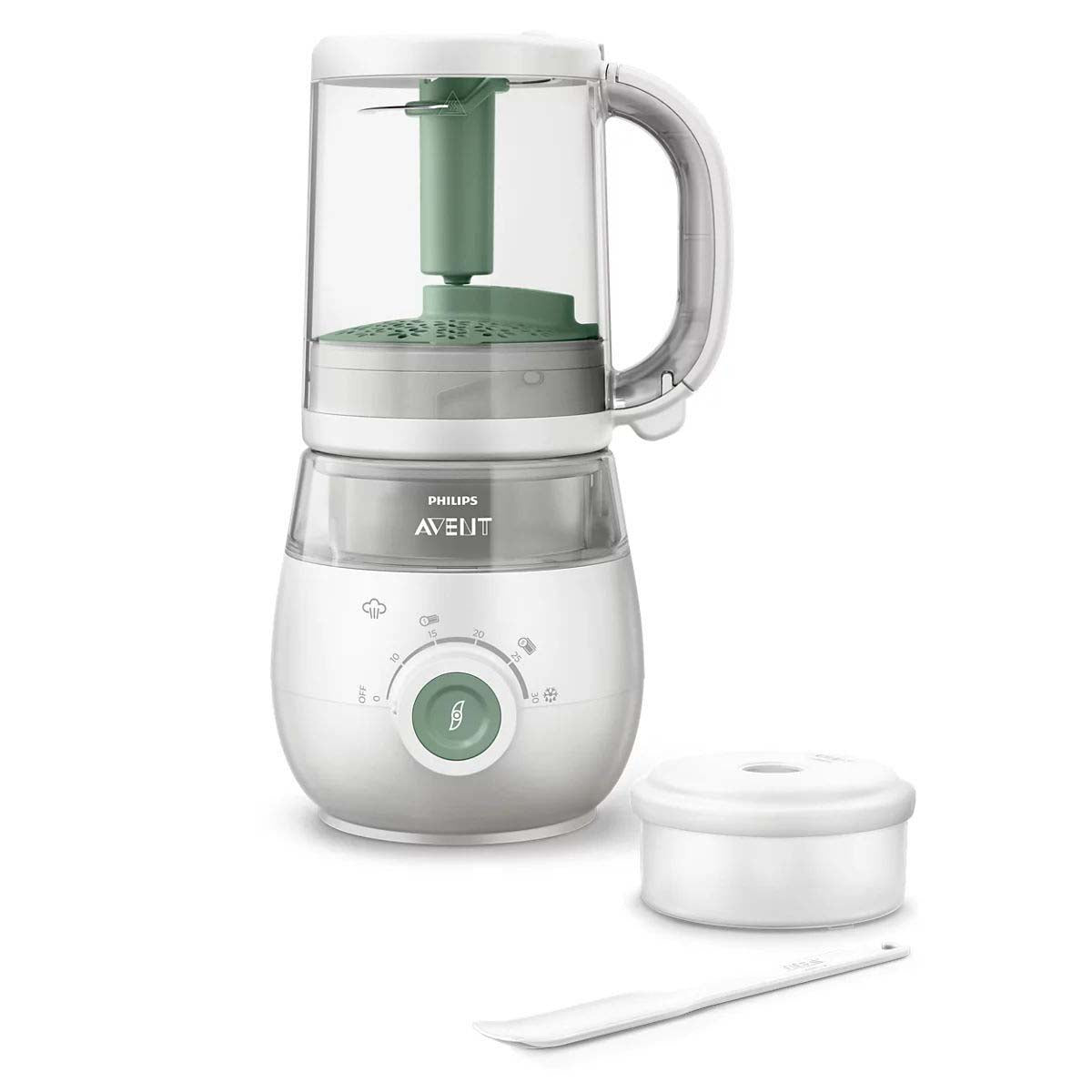 Zelf babyhapjes maken moeilijk en tijdrovend? Niet met deze 4-in-1 babyvoedingmaker van Philips Avent. De machine combineert ontdooien, stomen, blenden en verwarmen. De ideale alles-in-één babyvoedingmaker. VanZus.