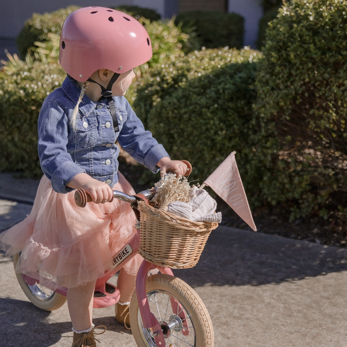 Trybike steel balance bike vintage pink