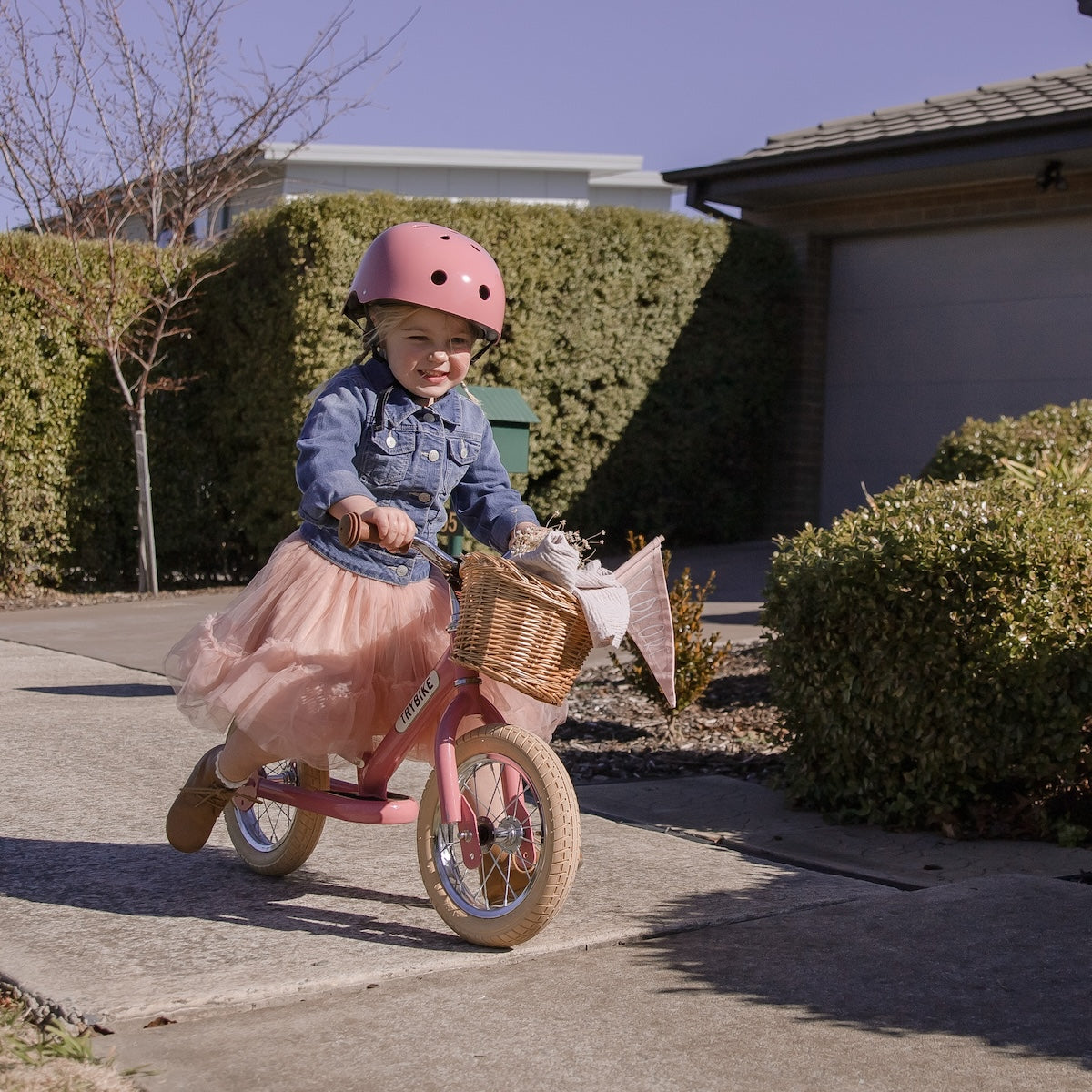 Trybike steel balance bike vintage pink