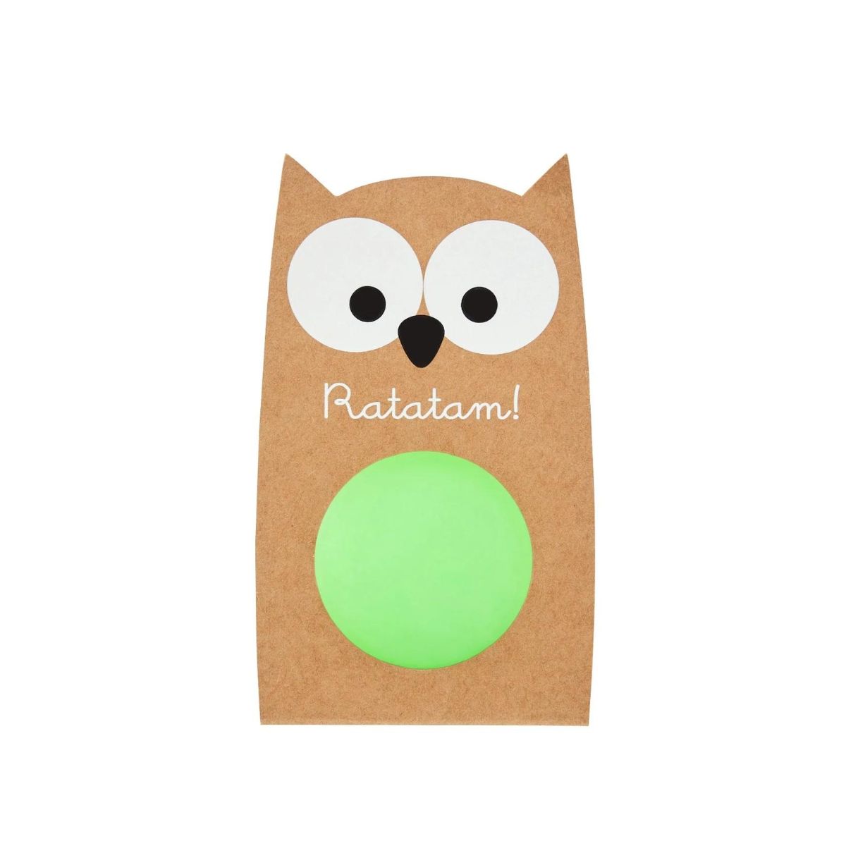 De bouncy owl glow in the dark stuiterbal in green van het Franse merk Ratatam biedt veel stuiter speelplezier, zowel in het licht als in het donker. Afmeting 5,7cm, kleur groen. VanZus