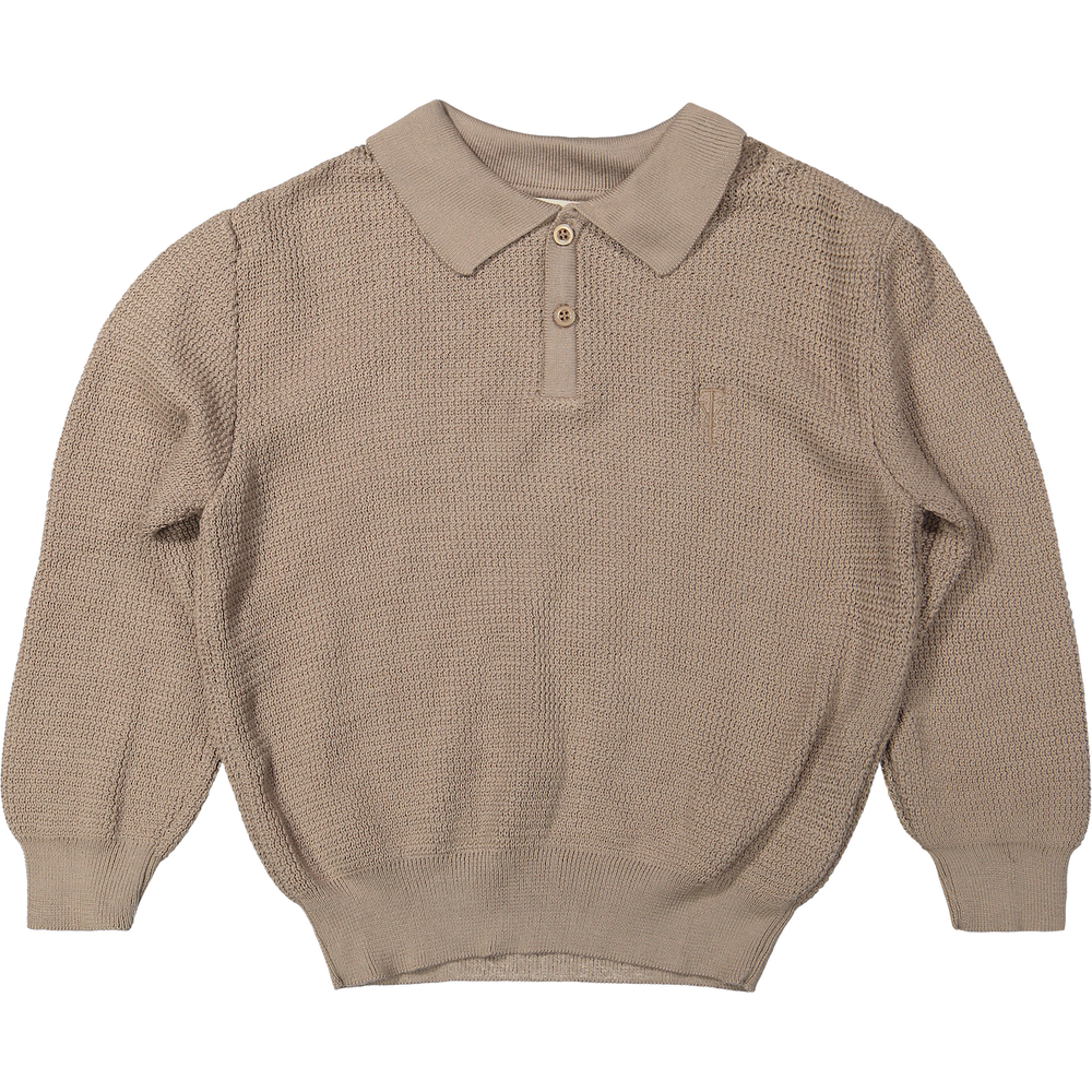 Two You Label richie gebreide polo lange mouwen brown