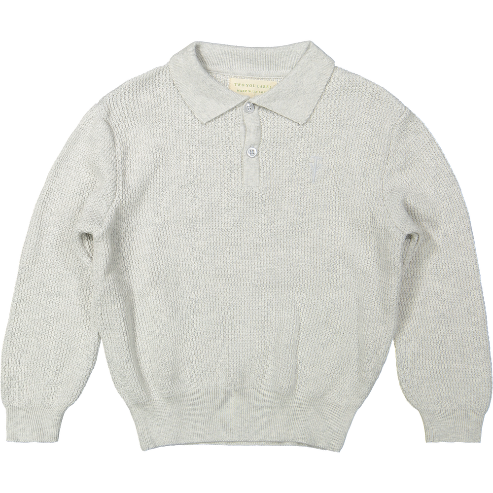 Two You Label richie gebreide polo lange mouwen grey