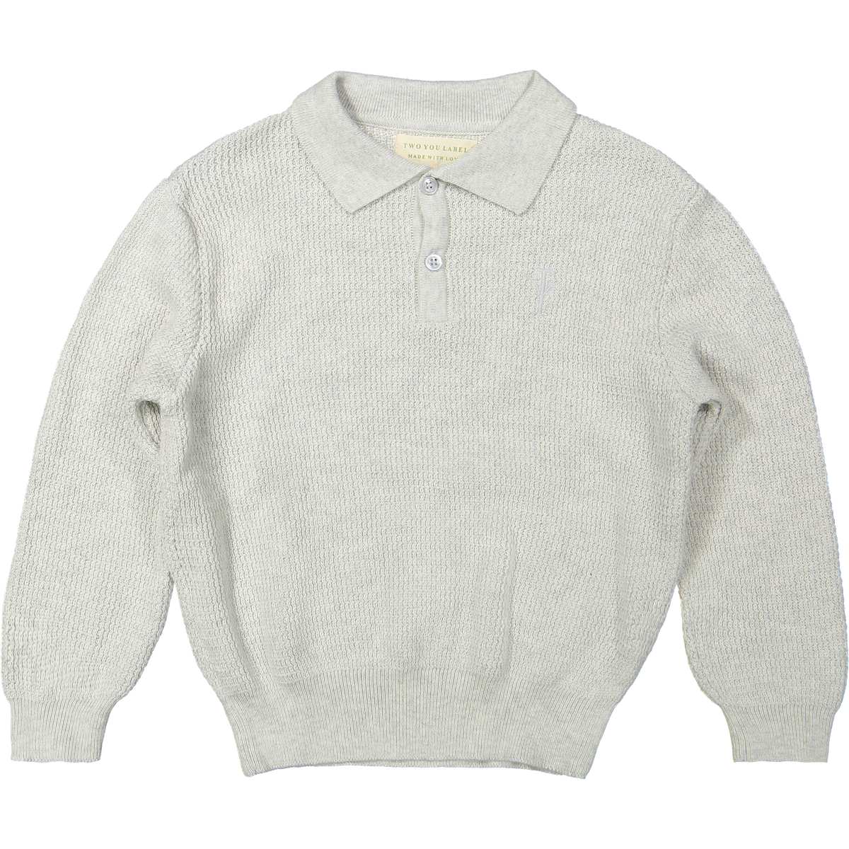 Two You Label richie gebreide polo lange mouwen grey