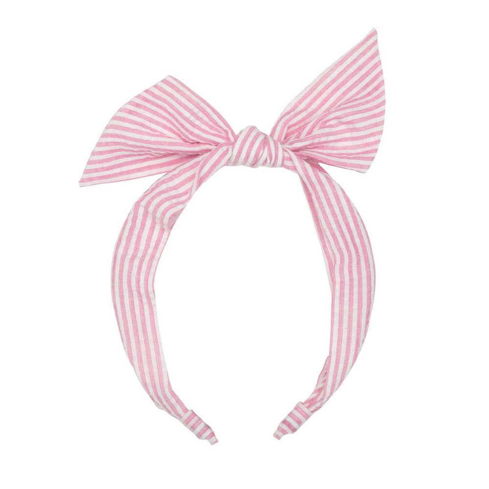 Ga voor een retro of vintage look van jouw mini met de candy stripe tie diadeem van Rockahula. Vrolijke roze wit gestreepte stof met strik. De perfecte haaraccessoire voor jouw kindje! VanZus