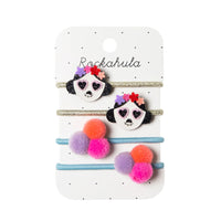 Op zoek naar griezelig leuke haaraccessoires? Dat zijn de Rockahula dia de los muertos elastiekjes! Deze set van 4 is leuk voor bijv Halloween. VanZus.