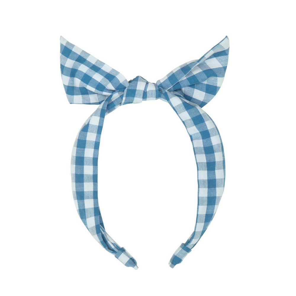 Ga voor een retro of vintage look van jouw mini met de gingham picnic tie diadeem van Rockahula. Vrolijke blauw wit geruite stof met strik. De perfecte haaraccessoire voor jouw kindje! VanZus