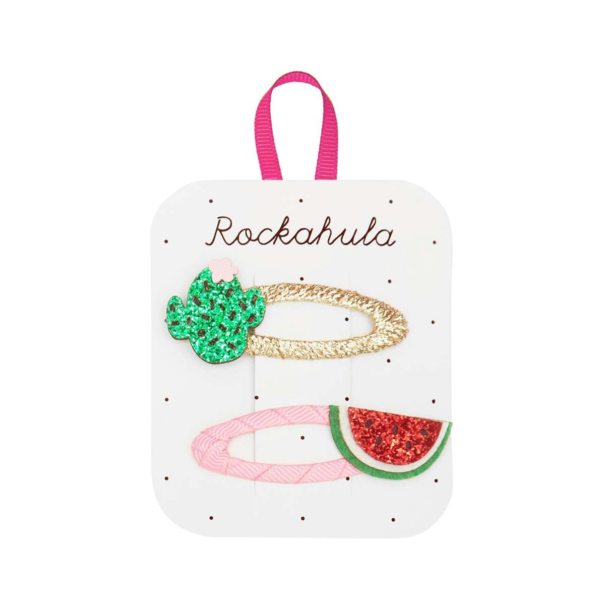 Maak de look van je kindje af met deze cactus and watermelon speldjes van het vrolijke merk Rockahula. Zeker als je kindje gek is op glitters, dan zijn deze haarspelden een absolute must have! Deze speldjes zijn niet alleen praktisch, ze zien er ook ontzettend lief uit! VanZus