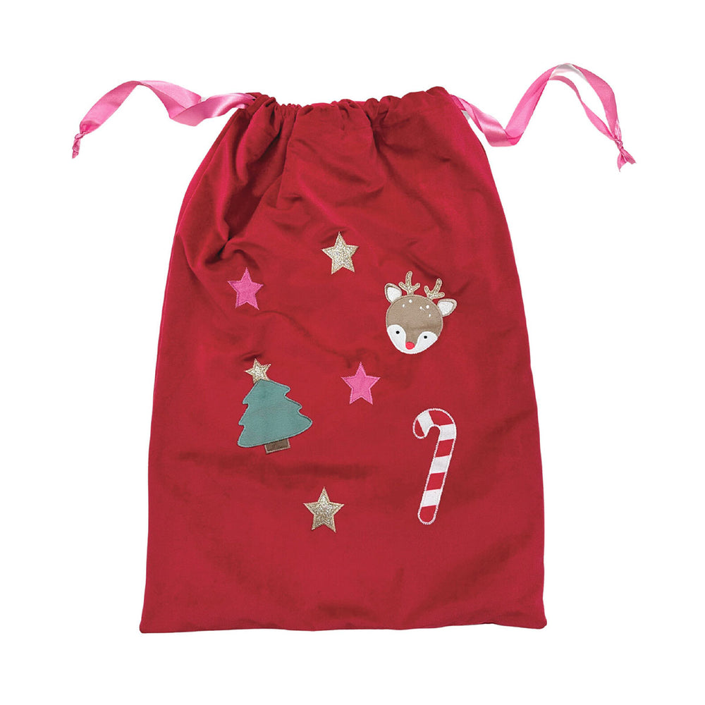 De Rockahula jolly xmas kerstzak is een kerstzak versierd met kerstdetails, perfect om te vullen met kerstcadeaus voor je kindje. VanZus.