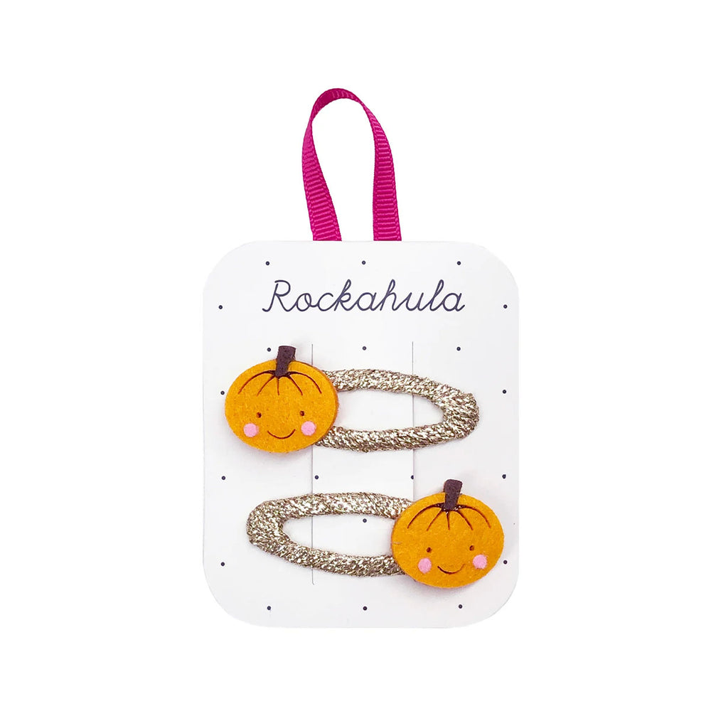 Op zoek naar griezelig leuke haaraccessoires? Dat zijn de Rockahula little pumpkin speldjes! Deze set van 2 is leuk voor Halloween. VanZus.