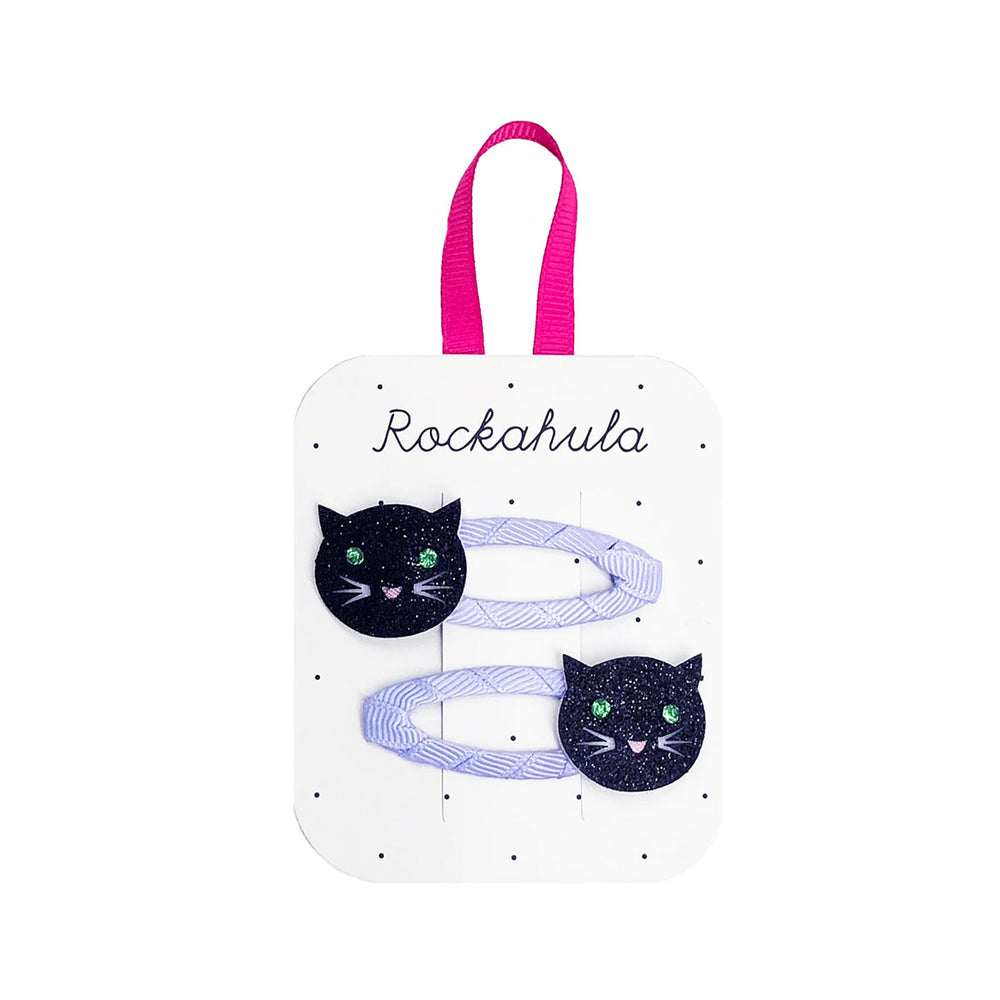 Op zoek naar griezelig leuke haaraccessoires? Dat zijn de Rockahula lucky black cat speldjes! Deze set van 2 is leuk voor Halloween. VanZus.