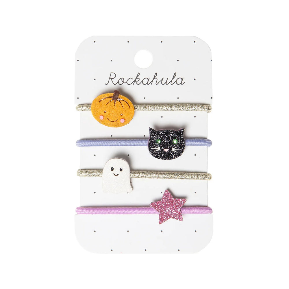 Op zoek naar griezelig leuke haaraccessoires? Dat zijn de Rockahula spooky Halloween elastiekjes! Deze set van 4 is leuk voor Halloween. VanZus.