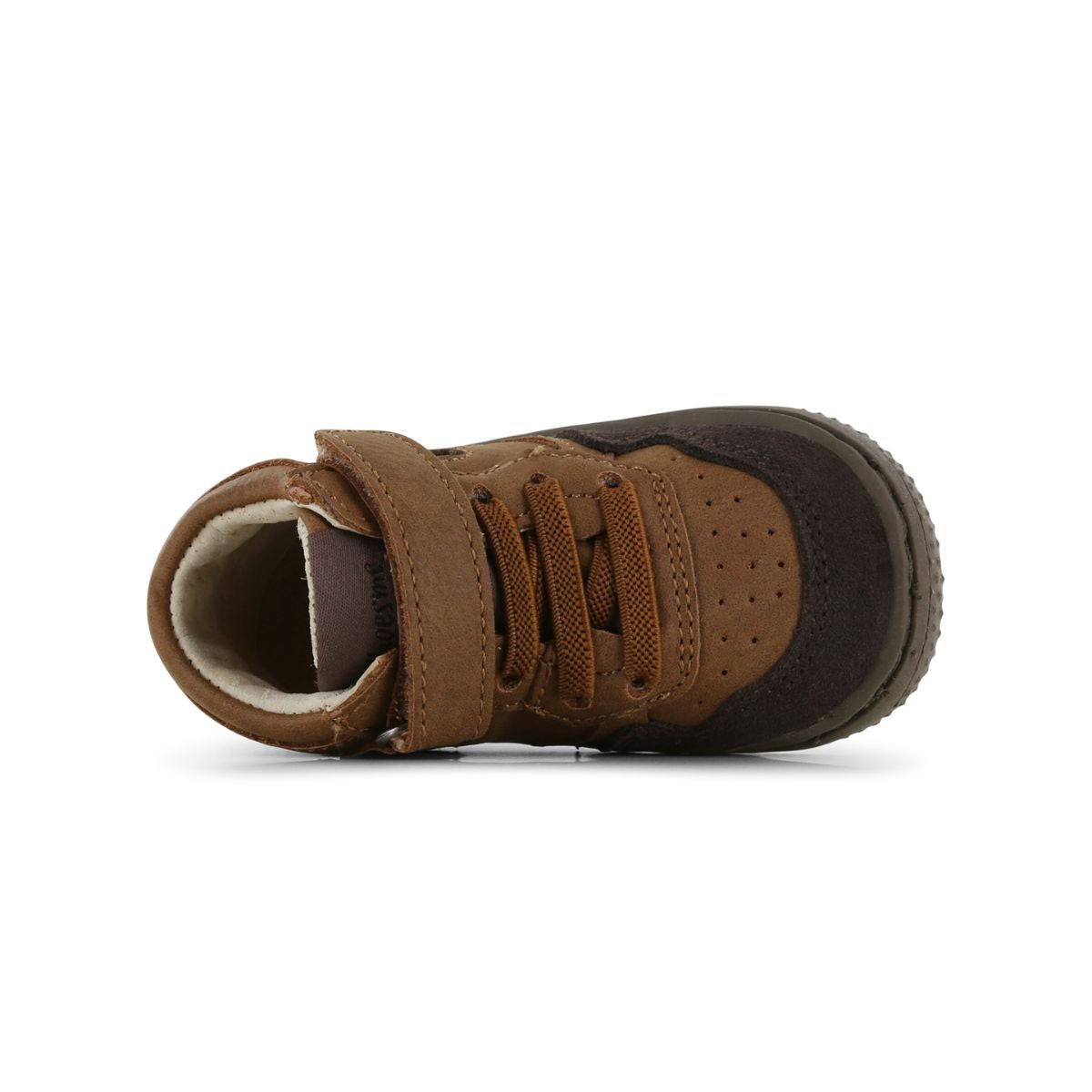 Baby-proof sneakers van Shoesme in brown kunnen altijd gedragen worden. Gemaakt van leer, met veters en anti-slipzool. In verschillende kleuren en maten. VanZus