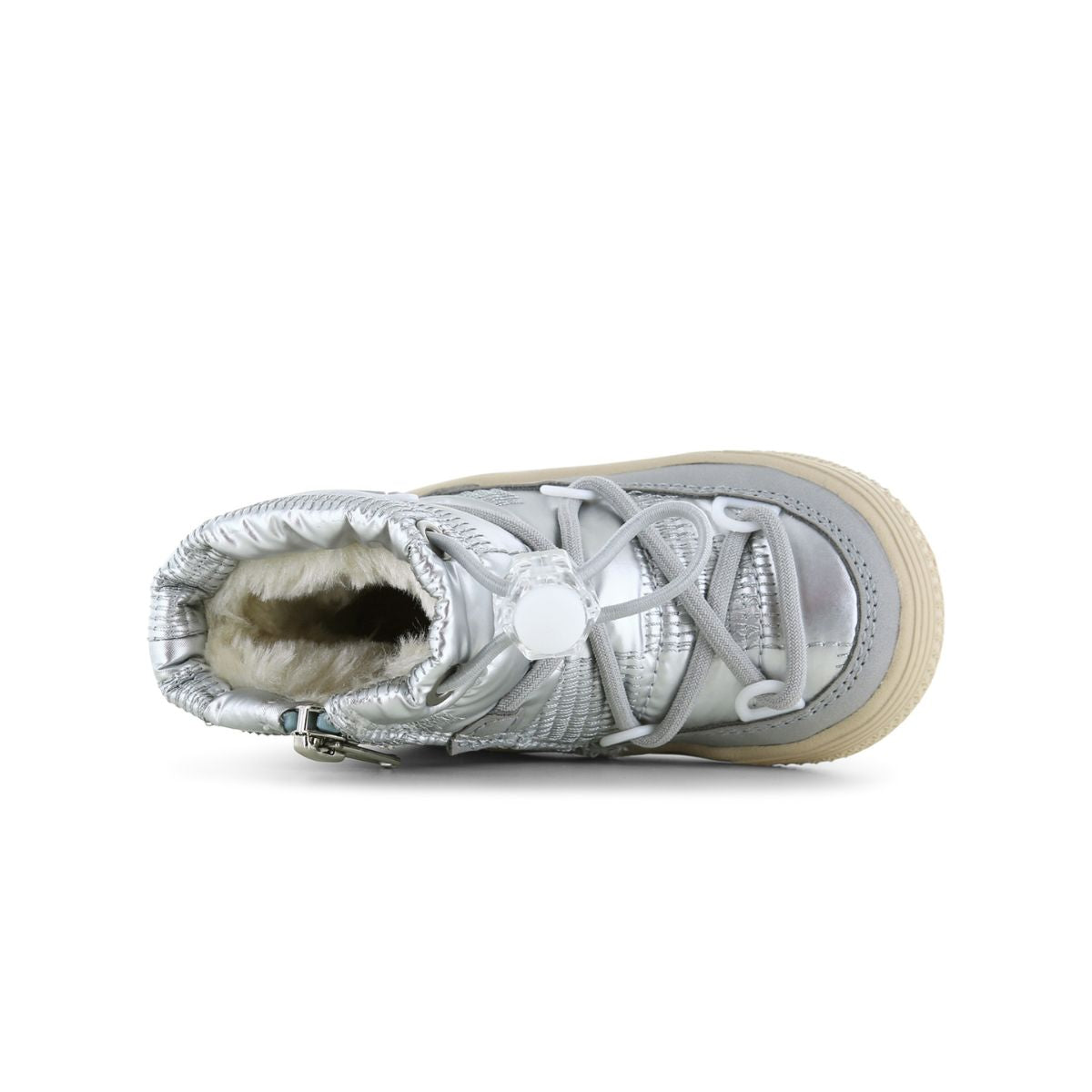 Hip, warm en comfortabel: de baby chunky thermoboots in de kleur silver van Shoesme. Heerlijke sneeuwschoenen met zachte voering en handige rits aan de zijkant. De perfecte winterschoenen. VanZus