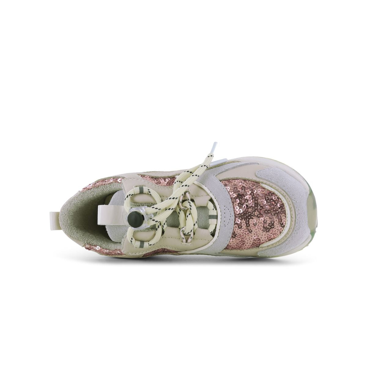 Uit de barst! Collectie van Shoesme: sneakers in de kleuren beige rose gold. Echte blikvangers, gemaakt van leer met mooie details, elastieken vesters en een plateauzool van 2 cm. Ook in Taupe. In diverse maten. VanZus