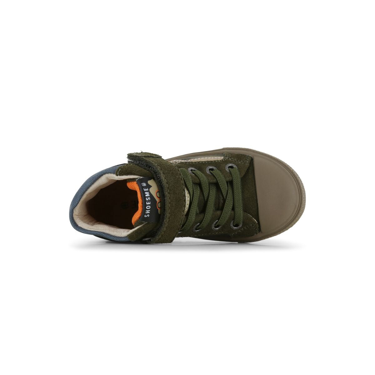 Maak de outfit van je mini compleet met de omero sneakers van Shoesme in green orange. Perfect om te combineren, gemaakt van leer, met veters en een rits, met een zachte teddy voering. In maten 24 t/m 32. VanZus