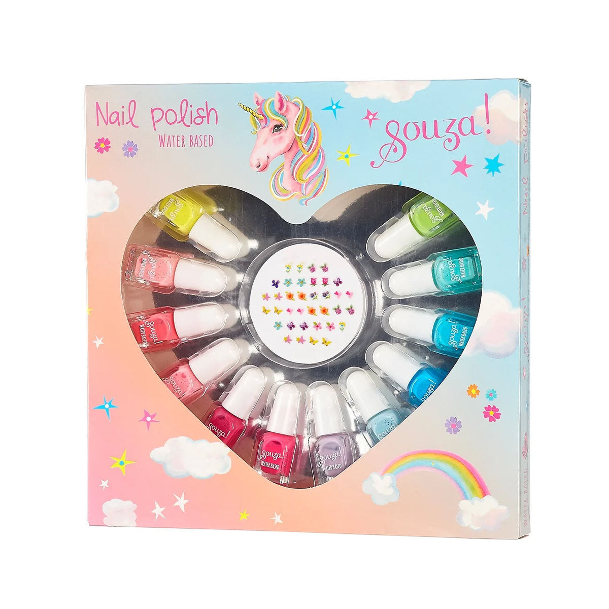 Lakt je kindje graag haar nagels? Dan is deze nagellak cadeauset met 12 kleuren + nagelstickers van het Nederlandse merk Souza! een echte must have! Met deze leuke set kan je kleintje de mooiste nagellakcreaties maken. 