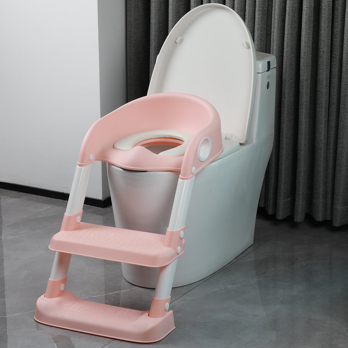 Tryco toiletverkleiner met trap pink