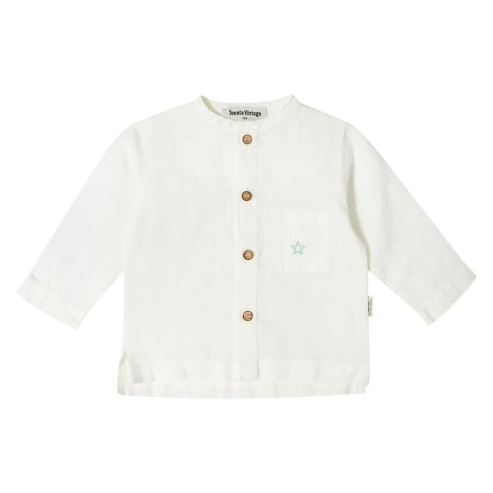 Tocoto Vintage kid mao neck shirt off white