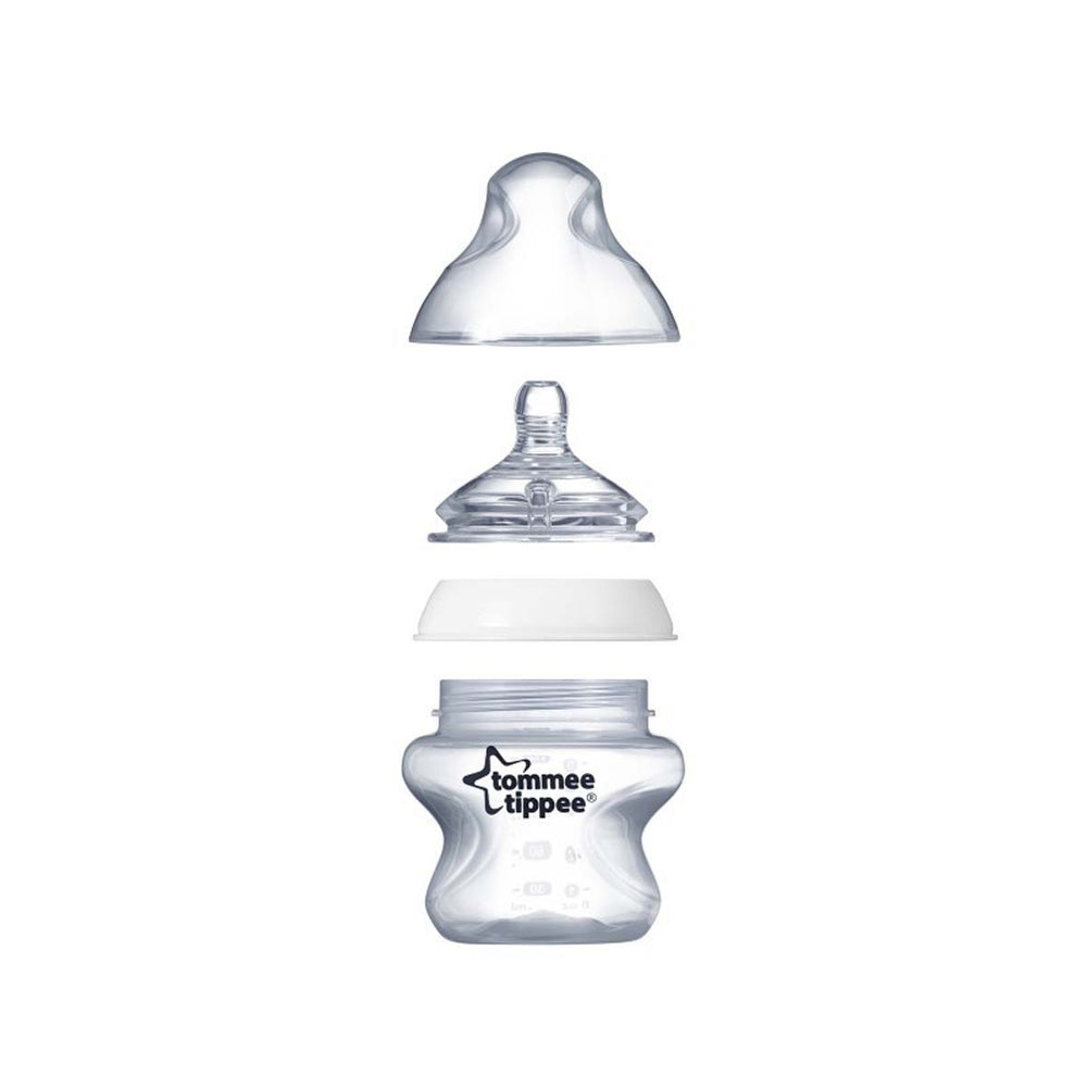 De Tommee Tippee babyfles 150 ml uit de closer to nature lijn, is een fijne fles voor kleintjes vanaf de geboorte. De flesspeen bootst de borst na en de easi-vent laat lucht ontsnappen. Inhoud: 150 ml. Vanaf 0+. VanZus.