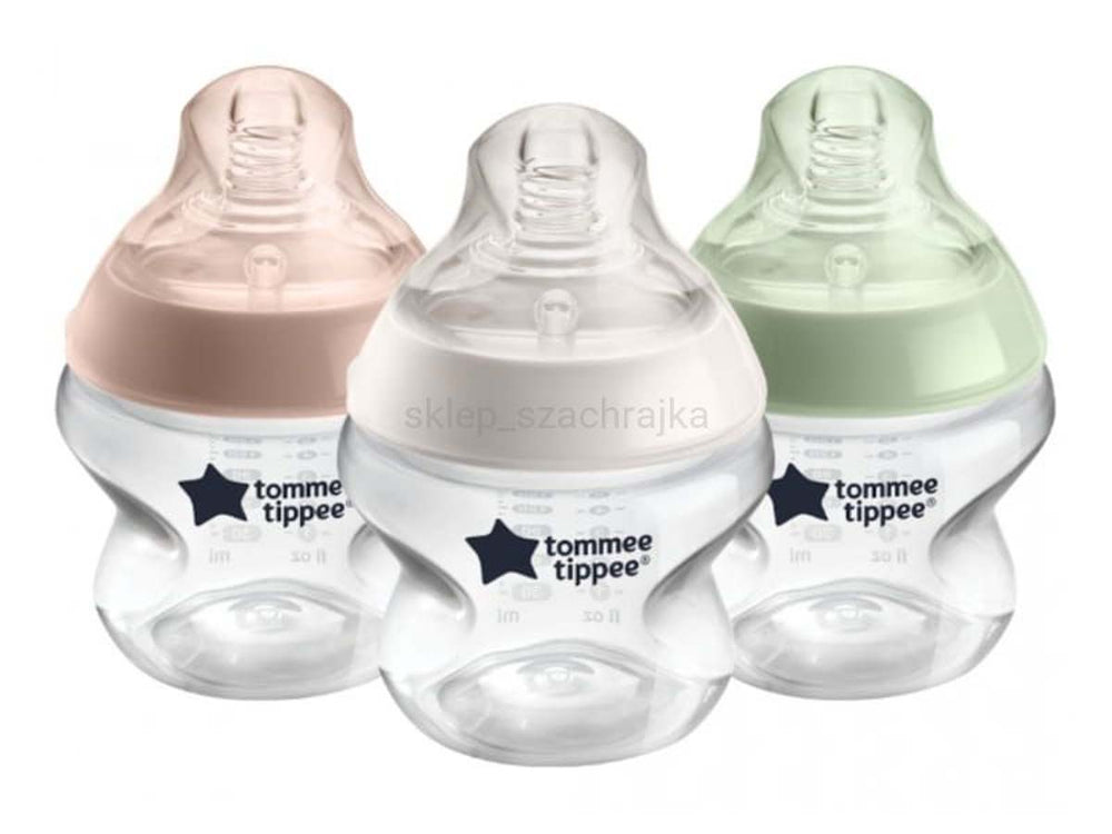 De Tommee Tippee babyfles 3 colors 150 ml 3 stuksuit de closer to nature lijn, zijn flessen voor baby's vanaf de geboorte. De flesspeen bootst de borst na en de easi-vent laat lucht ontsnappen. Inhoud: 3x 150 ml. VanZus.