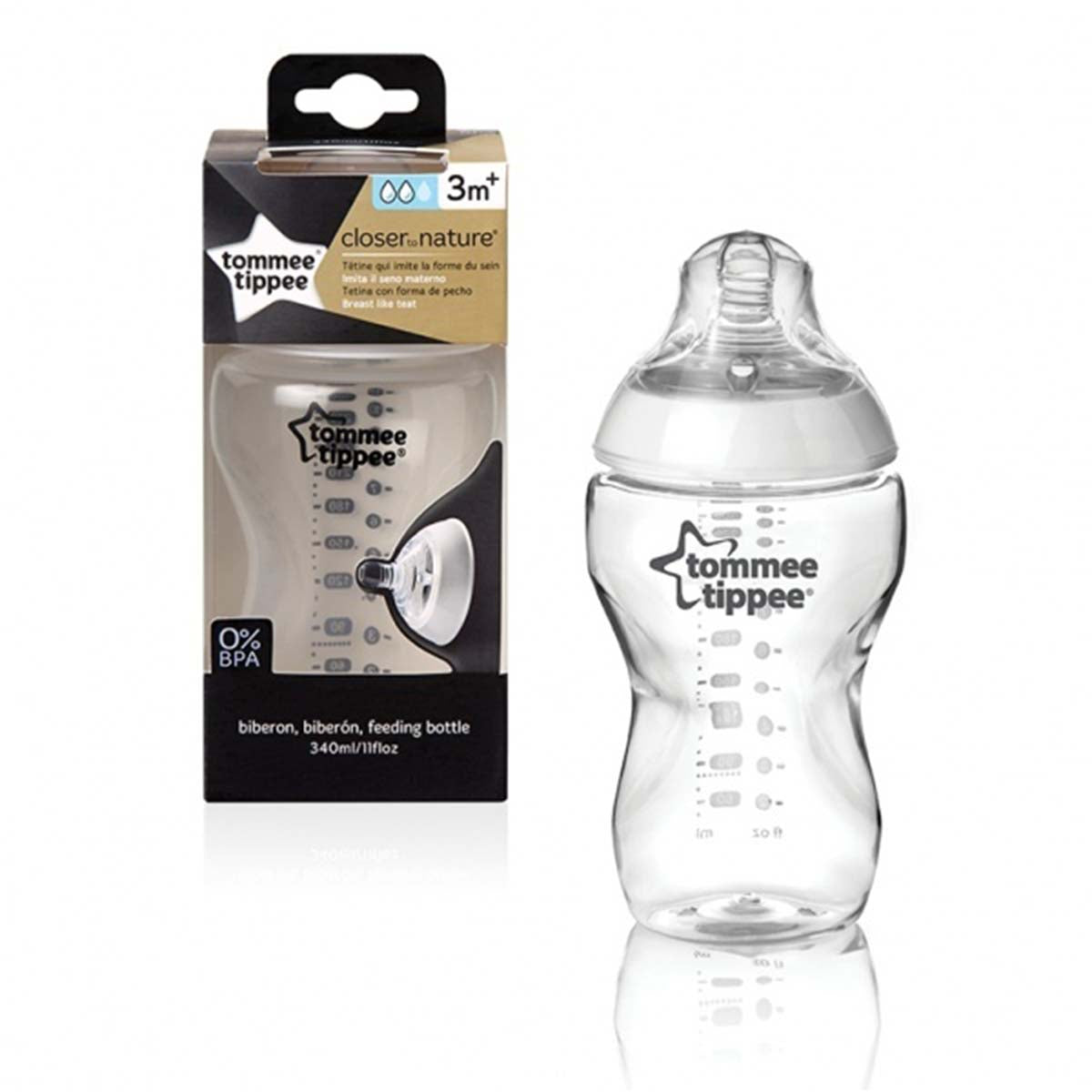 De Tommee Tippee babyfles 340 ml uit de closer to nature lijn, is een fijne fles voor baby's vanf 3 maanden. De flesspeen bootst de borst na en de easi-vent laat lucht ontsnappen. Inhoud: 340 ml. Vanaf 3+ maanden. VanZus.