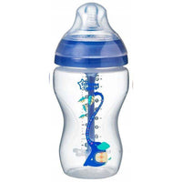 De Tommee Tippee babyfles elephant blue advanced 340 ml uit de closer to nature lijn is een fles voor baby's vanaf 3+m. Met anti-koliek ventiel en een natuurlijke flesspeen. Inhoud: 1x 340 ml. Kleur: blauw. VanZus.