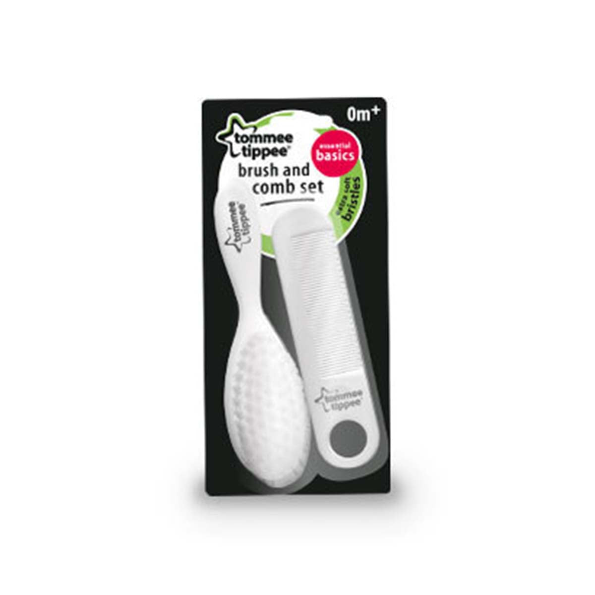 Dit is de Tommee Tippee kam en borstel. Deze set is een onmisbare basic in jouw babyuitzet, hiermee heb je alles om de haren van jouw baby te verzorgen. De set bestaat uit een fijne kam en een zachte borstel. VanZus.