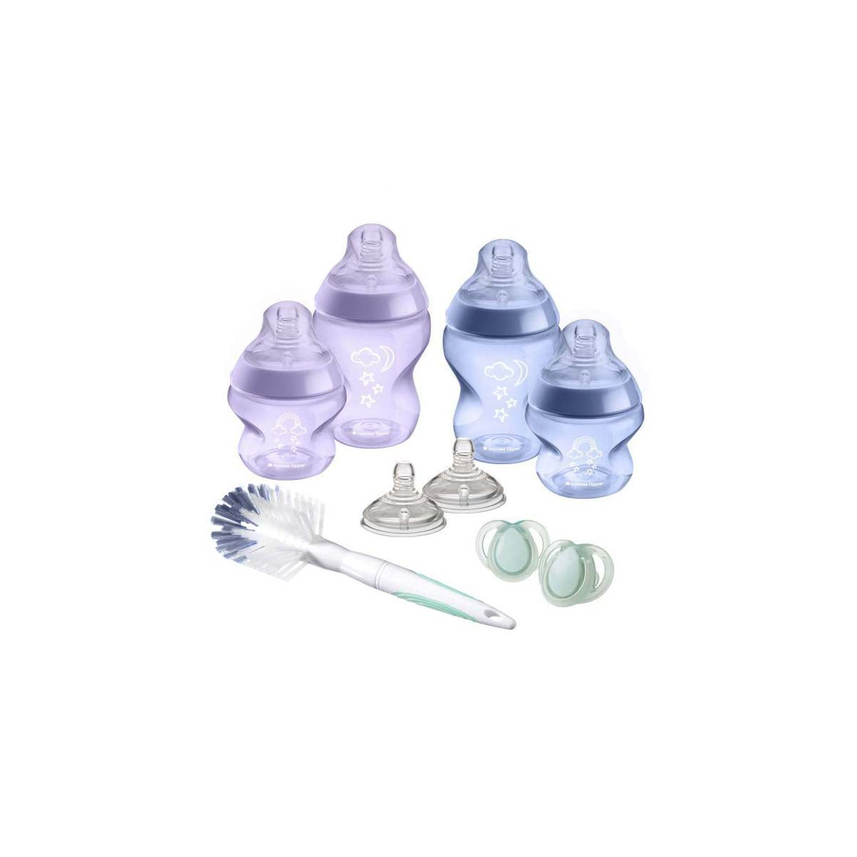 De Tommee Tippee newborn startersset pink uit de closer to nature lijn bevat verschillende maten flesjes en fopspenen voor baby's vanaf de geboorte. Met closer to nature speen, easi-vent ventiel en flessenborstel. VanZus.