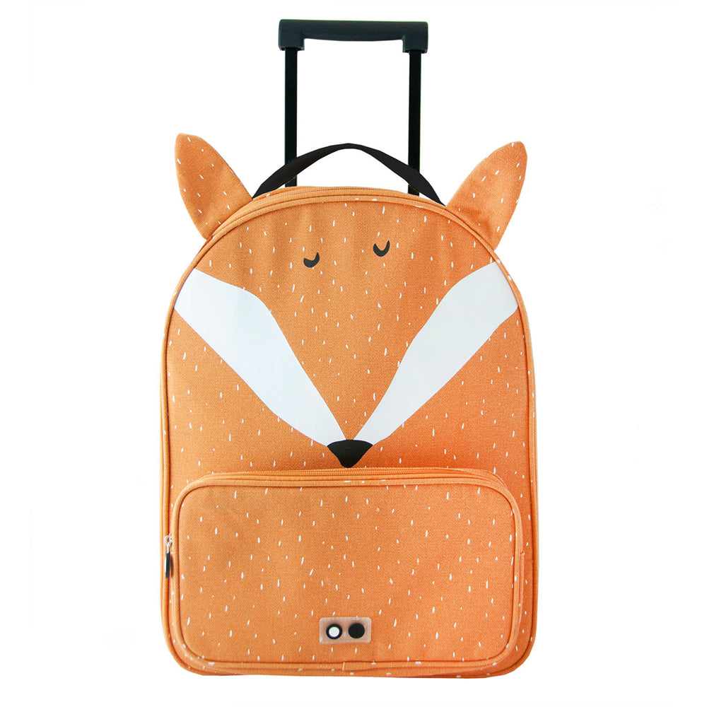 Ik ga op reis en ik neem mee... De Trixie Mr. Fox reistrolley! Deze oranje trolley heeft een vosje op de voorkant en is precies op maat gemaakt voor de avonturen van je kindje. VanZus.