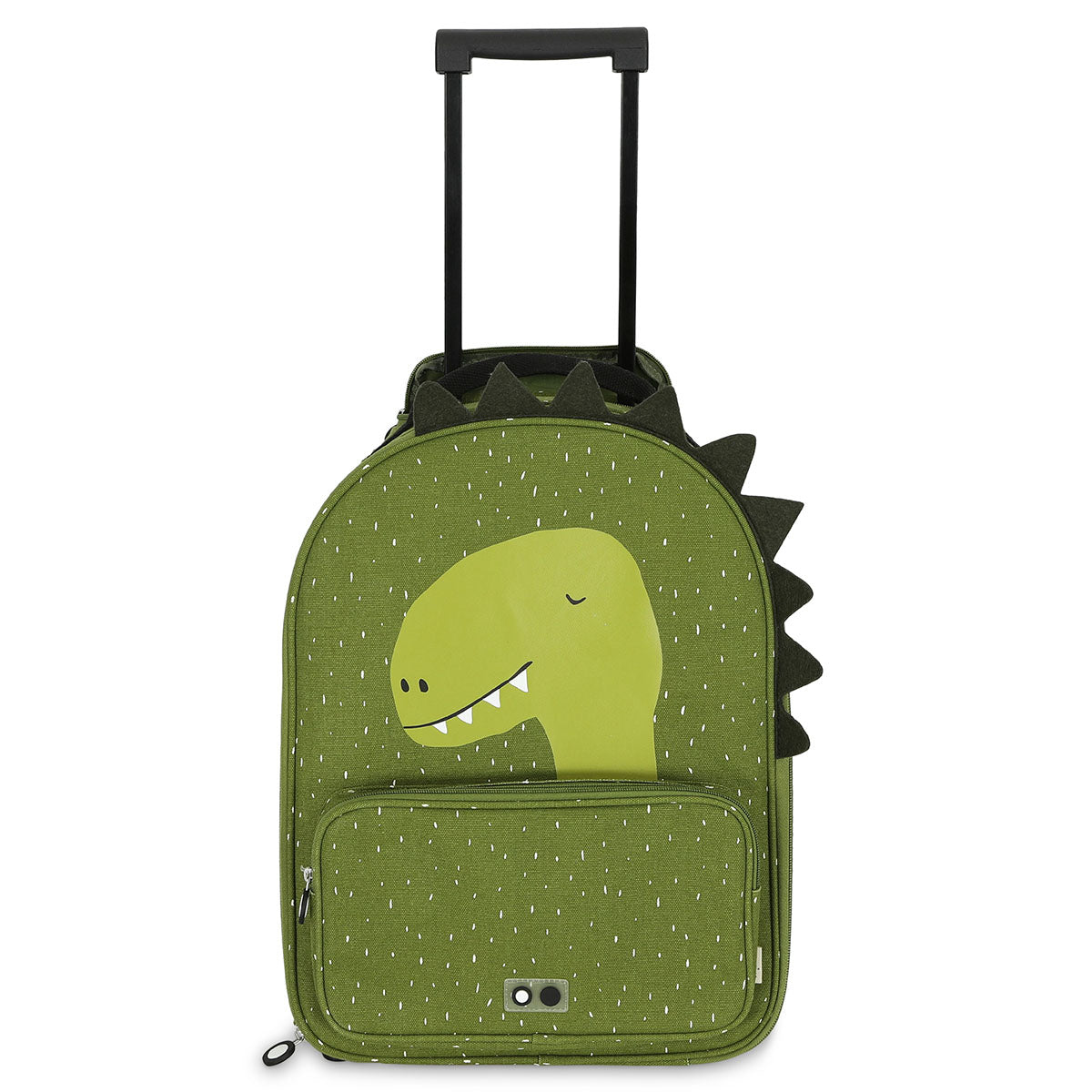 Ik ga op reis en ik neem mee... De Trixie Mr. Dino reistrolley! Deze groene trolley heeft een dino op de voorkant en is precies op maat gemaakt voor de avonturen van je kindje. VanZus.