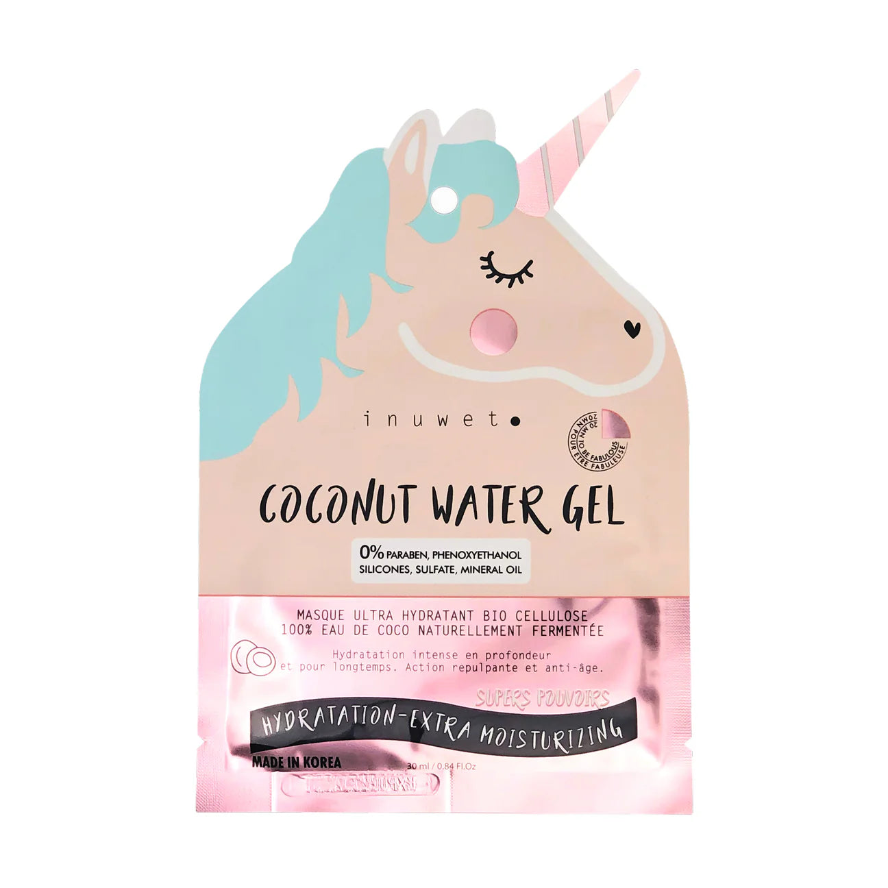 Verwen je huid met het Inuwet unicorn bio cellulose hydraterend masker. Dit luxe masker biedt diepe hydratatie met hyaluronzuur, aloë vera en vitamine E. Vegan en dierproefvrij. VanZus