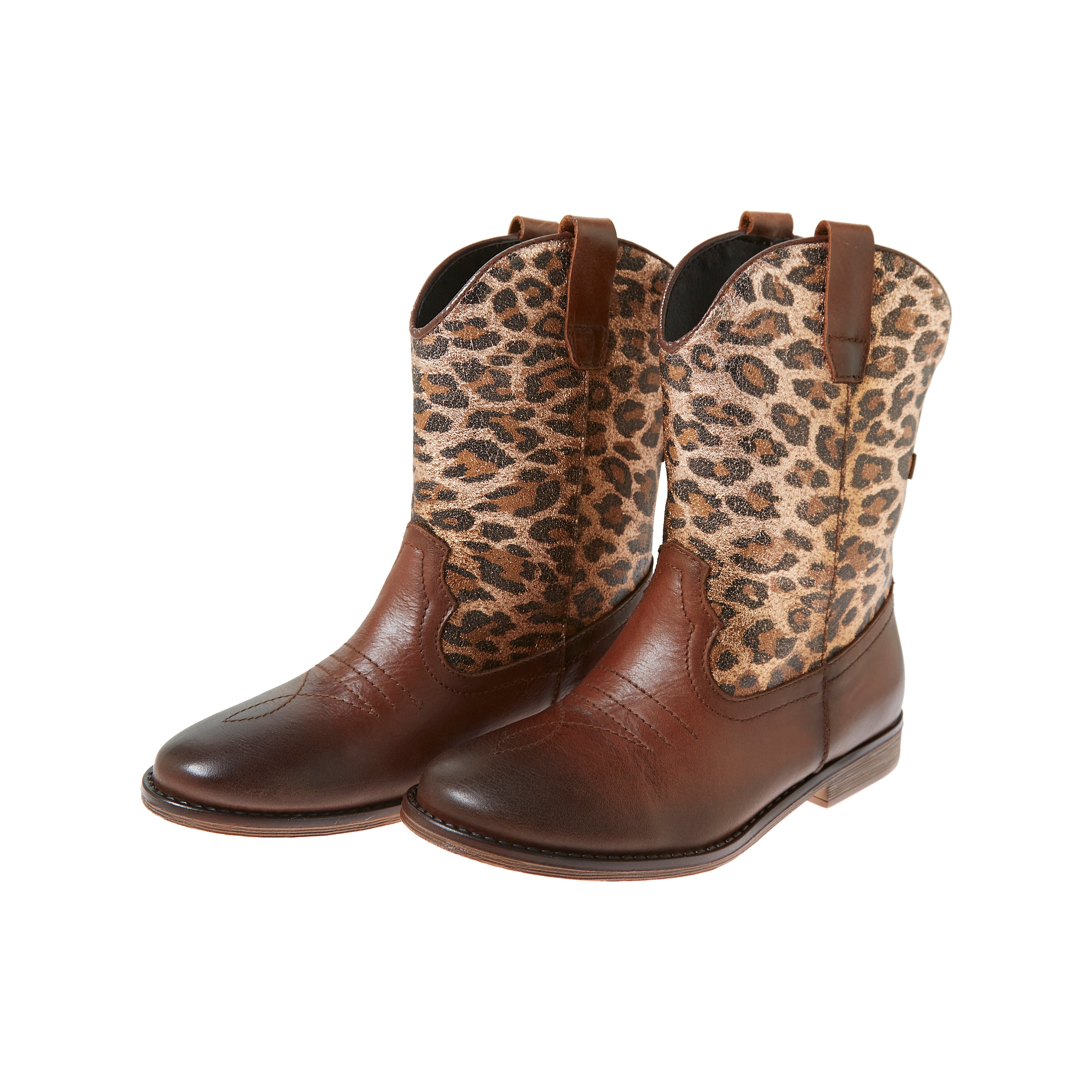 De cowboylaarzen animal marron van Tocoto Vintage zijn perfect om te combineren met een jurkje of jeans. Kleur bruin met mooie animal panter print. In de maten 26 t/m 33. Ook in  stars marron verkrijgbaar. VanZus