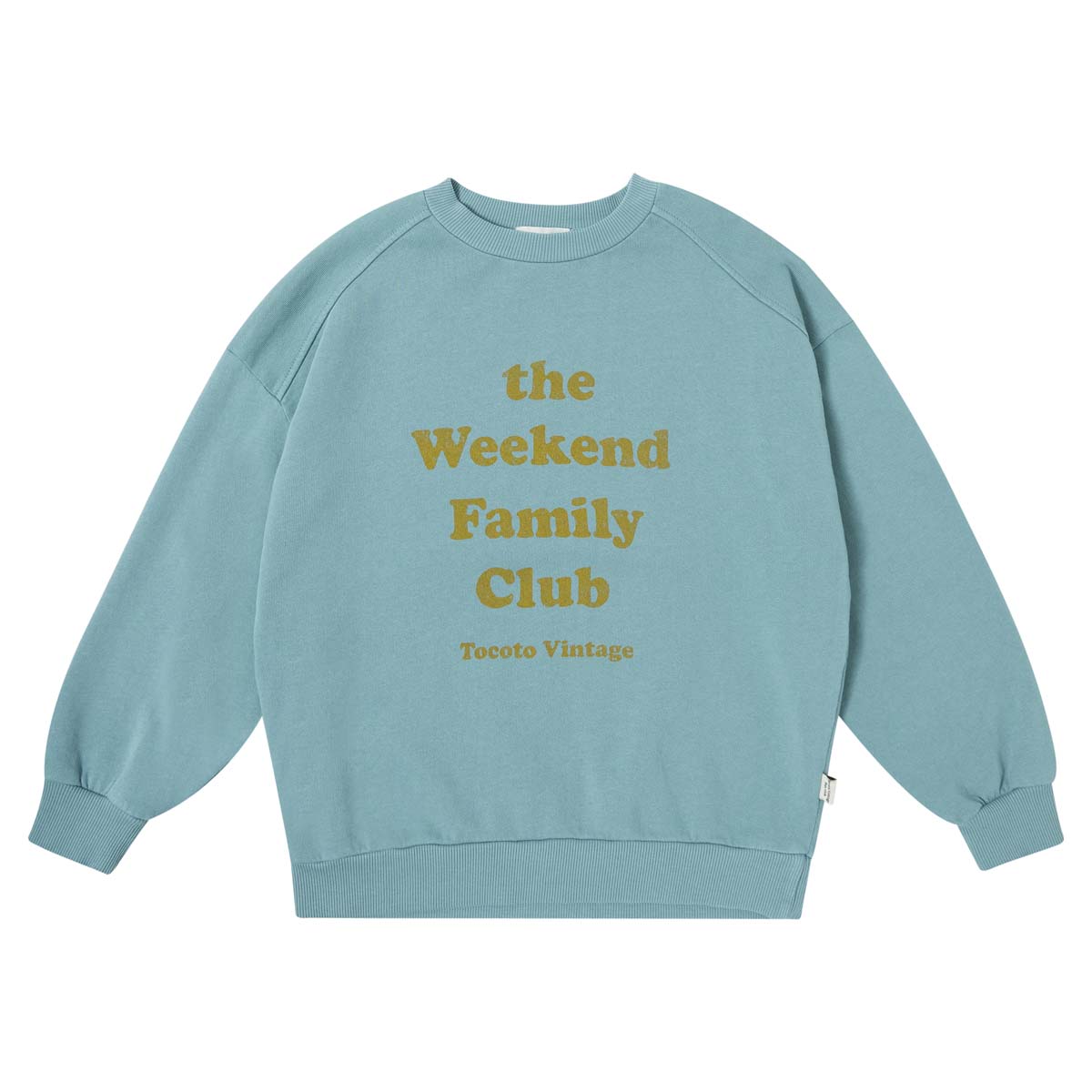 Van klein tot groot: de baby kid sweatshirt in verde oscuro van Tocoto Vintage. Een sweater met leuke tekst, gemaakt van een zachte stof, lange mouwen en vrolijke blauwe kleur. Leuk voor twinning. VanZus