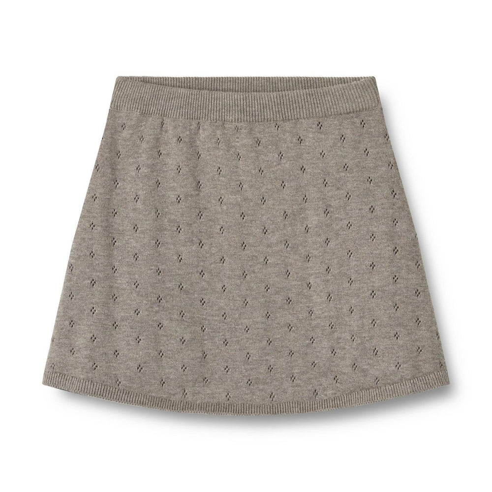 De schattige knit rok marta in de kleur warm grey melange van Wheat is een heerlijk rokje voor je kind! VanZus