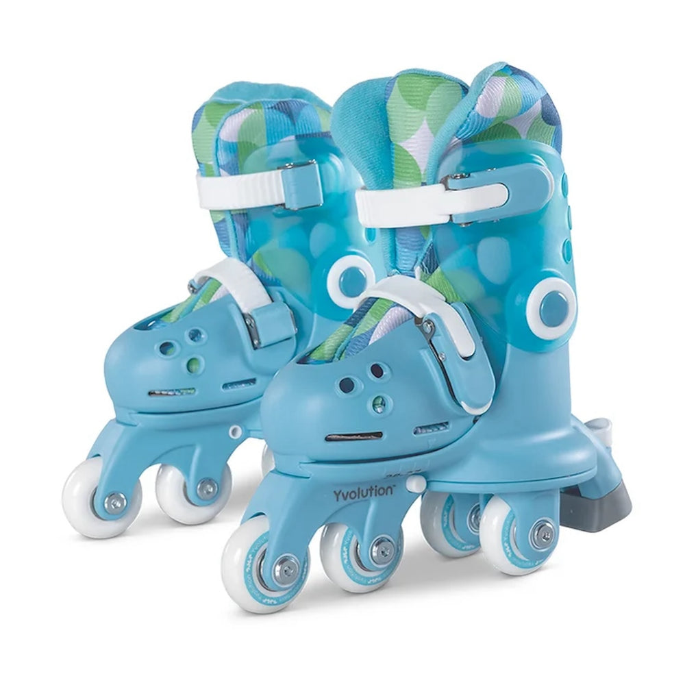 De perfecte kinderskeelers: de Twista skates blauw van het merk Yvolution. Verstelbaar met een druk op de knop. Ook aan te passen naar 2 wielen naast elkaar voor meer balans. VanZus