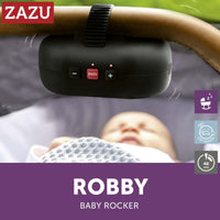 De ZAZU robby baby rocker biedt rust en comfort voor je baby met instelbare schommelsnelheden. Geschikt voor bijna elke kinderwagen en wipstoel, ideaal voor onderweg. Oplaadbare batterij, lichtgewicht. VanZus