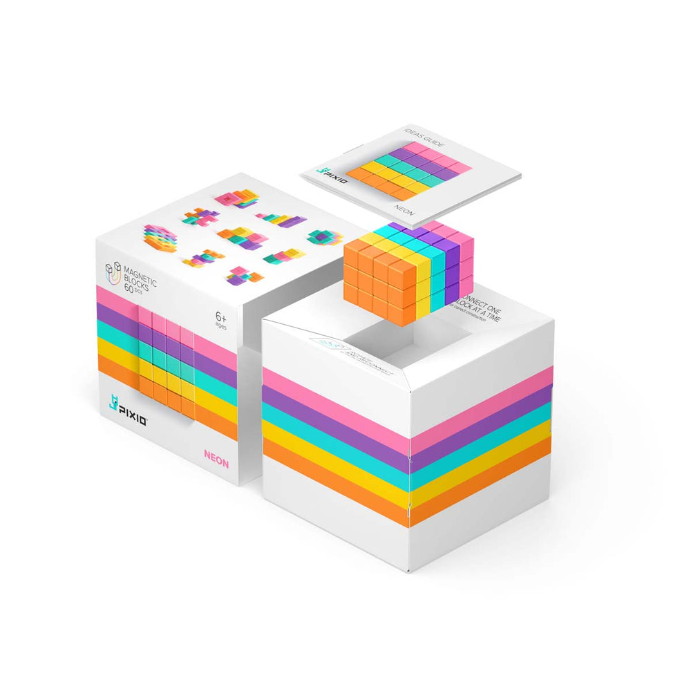 Met de PIXIO Abstract Neon kun je je creativiteit helemaal kwijt. Met deze magnetische blokken kun je 3D pixel kunstwerken maken. In de set vind je 60 blokken in 5 verschillende neon kleuren. In de app word je stap voor stap meegenomen om de mooiste creaties te maken met dit toffe magneetspeelgoed! VanZus.