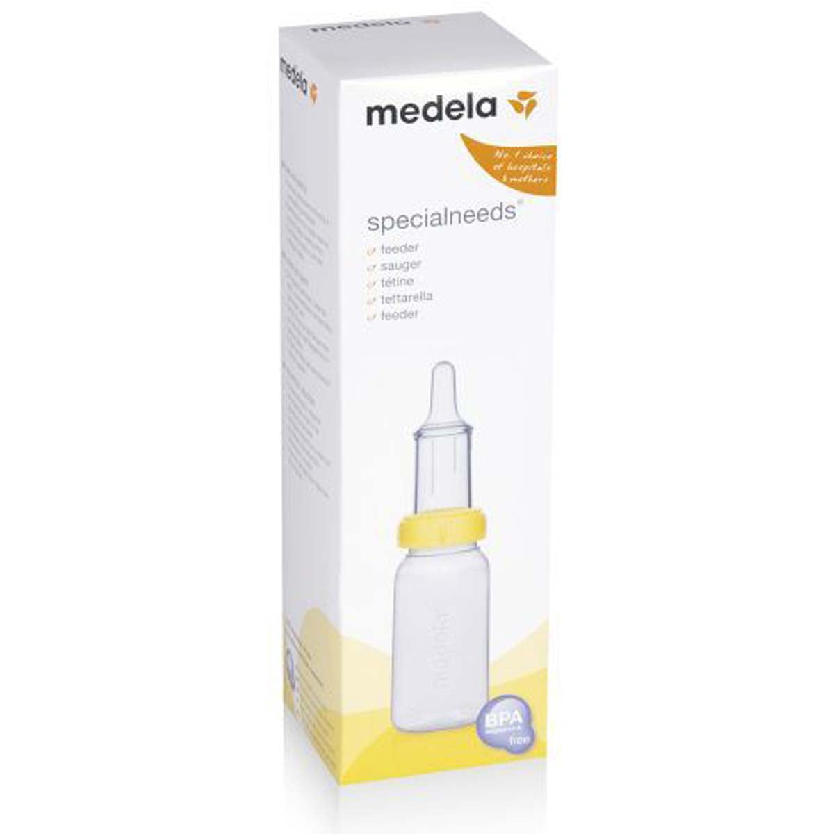 De Medela specialneeds voedingsset is speciaal ontwikkeld voor baby’s met ernstige zuigproblemen, waarbij de baby geen vacuüm kan creëren om de melkstroom op gang te brengen en te houden. Set met flesspeen en fles. VanZus.