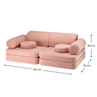 De Wigiwama settee bank guava pink is de perfecte toevoeging aan een speelkamer of slaapkamer voor je kindje. Deze dynamische teddy bank bestaat uit losse onderdelen dus je kunt er van alles mee doen. VanZus