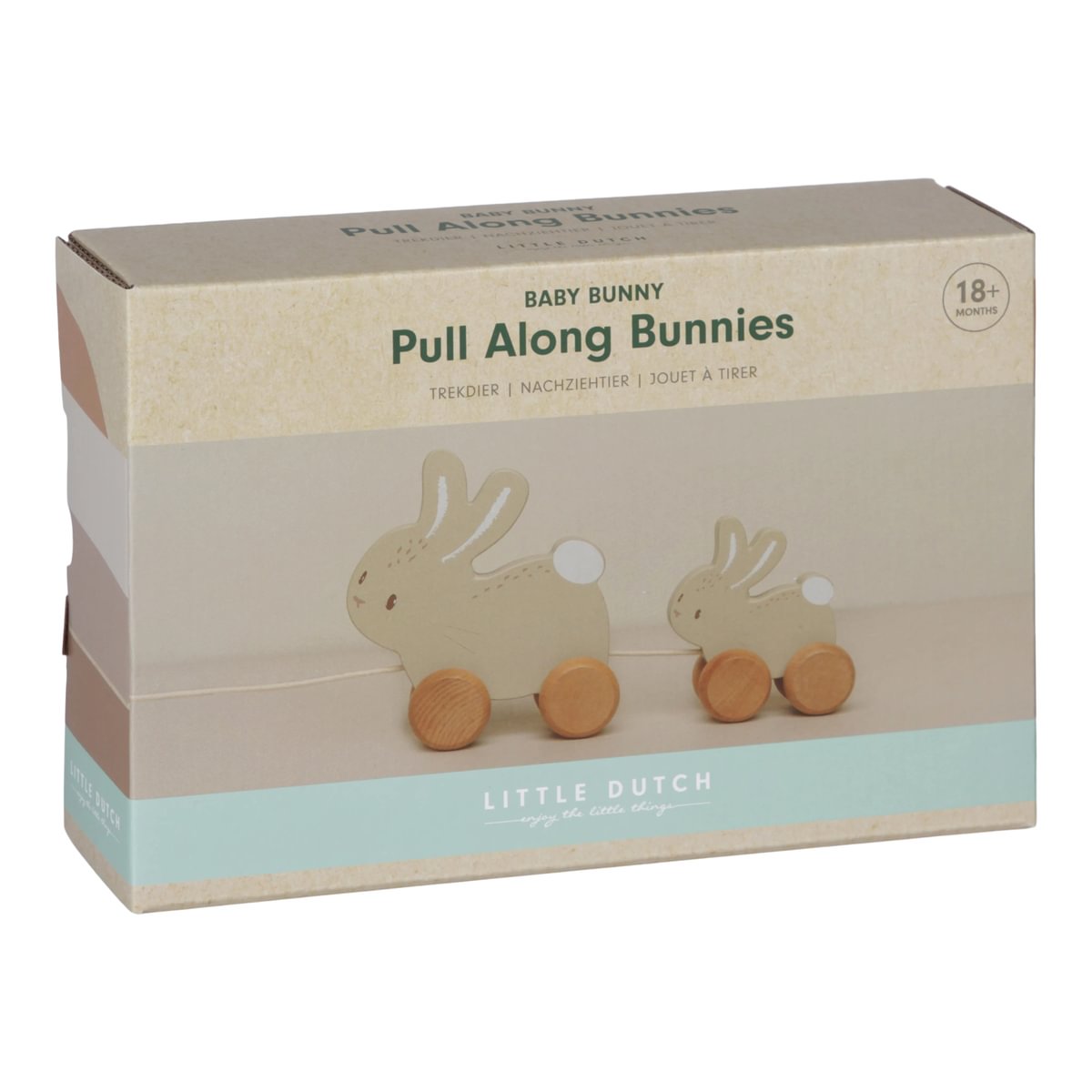 De Little Dutch trekdier konijnen baby bunny is het perfecte houten speelgoed voor kleintjes vanaf 12 maanden. Duurzaam en schattig! VanZus