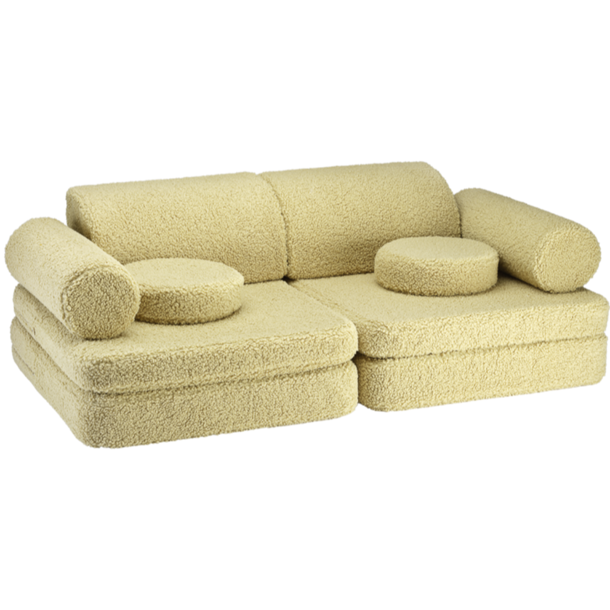 De Wigiwama settee bank matcha is de perfecte toevoeging aan een speelkamer of slaapkamer voor je kindje. Deze dynamische teddy bank bestaat uit losse onderdelen dus je kunt er van alles mee doen. VanZus